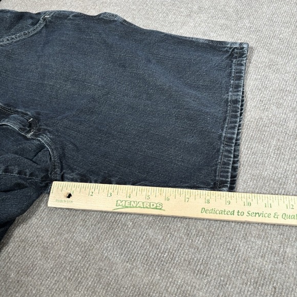 Wrangler Jean Shorts Mens 33 Relaxed Fit Dark Blue Denim Carpenter Baggy Skater - Picture 8 of 9